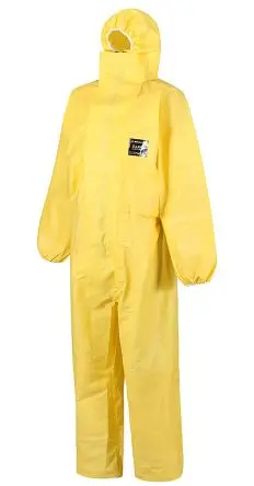 Alpha Solway, Elastisch Einweg-Overall 840 to 920 mm S Gelb, 1.7 cm L. Mit Kapuze Unisex, Polypropylen, Polyethylen