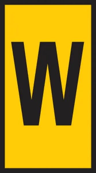 HellermannTyton HODS85 Kabelmarkierung Aufschiebbar, Beschriftung: W, Schwarz Gelb, Ø 1.8 mm - 6.3 mm, 4.5 mm x 11.5 mm
