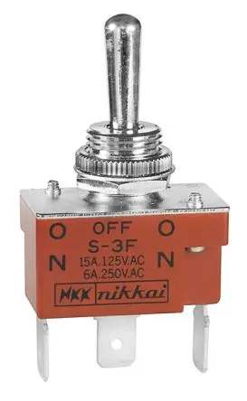 Produktfoto 1 von NKK Switches Panel Kippschalter 1-poliger Umschalter, Ein-Aus-Ein, 30 V dc, 125 V ac, 15A, IP67, Schnellverbindung