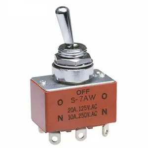 Produktfoto 1 von NKK Switches Panel Kippschalter 2-poliger Wechsler, Ein-Aus-Ein, 30 V dc, 125 V ac, 20A, IP67, Lot
