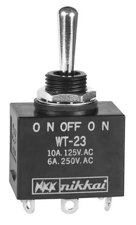 Produktfoto 1 von NKK Switches Panel Kippschalter 2-poliger Wechsler, Ein-Aus-Ein, 30 V dc, 125 V ac, 10A, IP60, IP67, Lot