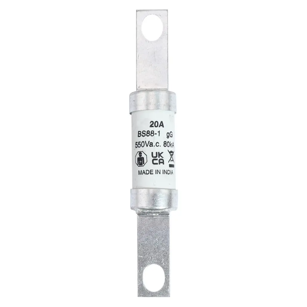 Produktfoto 1 von Eaton Bussmann Sicherung mit Schraublaschen, 250 V dc, 550V ac / 20A, gG BS88, IEC 60269, Lochabstand 111.5mm