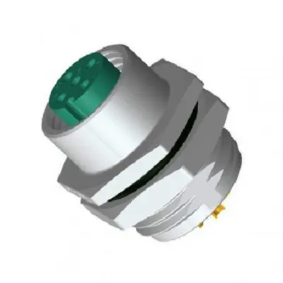 Amphenol Industrial M M12 Rundsteckverbinder Buchse 4-polig Buchse 4A Frontplattenmontage IP68, IP69K