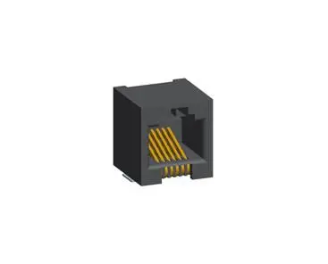 Produktfoto 1 von Amphenol Communications Solutions 73305 Buchse Cat3 RJ12-Steckverbinder, 1-Port 6-polig Ungeschirmt Oberfläche gewinkelt