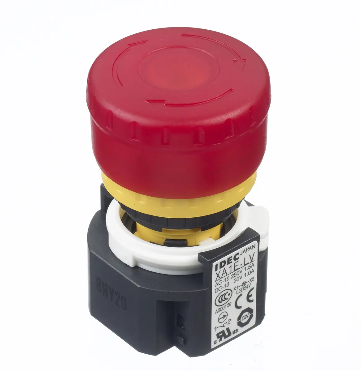 Produktfoto 1 von Idec XA Not-Aus-Drucktaster, Panel, Ø 16 mm, 2 Öffner, Rot Beleuchtet IP65, x 30.4 mm, Drehfreigabe