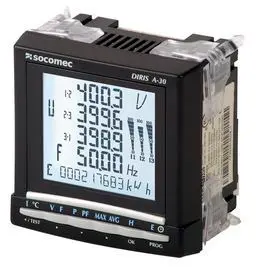 Socomec A41 Energiemessgerät LCD-Hintergrundbeleuchtung 96 mm x 96 mm Digital / 3-phasig 2 Ausg. 2 Eing. Impulsausgang