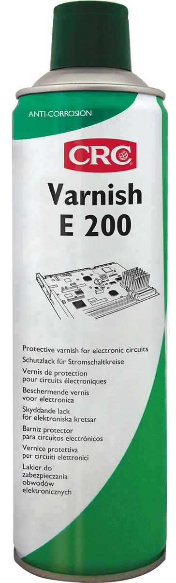 Produktfoto 1 von CRC Varnish E 200 Schutzlack Acryl Harz Leiterplatte, Elektronik Opak, Zerstäuber 80kV/mm 400 ml