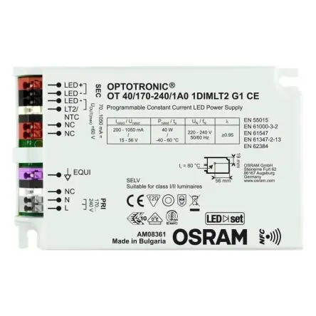 Produktfoto 1 von Osram LED-Treiber, 40 W 220V, 240 V LED-Treiber 1050mA, 70 mA, Ausgang 15V, 56 V AstroDIM