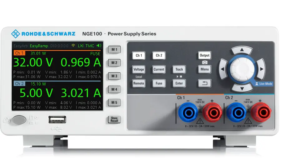 Produktfoto 1 von Rohde & Schwarz NGE102B 2-Kanal Digital Labornetzgerät 66W, 0 → 32V / 0 → 3A