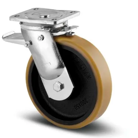 Produktfoto 1 von Tente Drehbar Rolle, Rad ø 160 mm, 1500 kg, Ges H. 205 mm, Rad B. 50 mm, Polyurethan