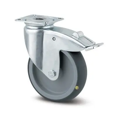 Produktfoto 1 von Tente Drehbar Rolle, Rad ø 75 mm, 150 kg, Ges H. 100 mm, Rad B. 25 mm, Thermoplast-Gummi