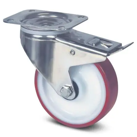 Produktfoto 1 von Tente Drehbar Rolle, Rad ø 125 mm, 400 kg, Ges H. 155 mm, Rad B. 32 mm, Polyurethan
