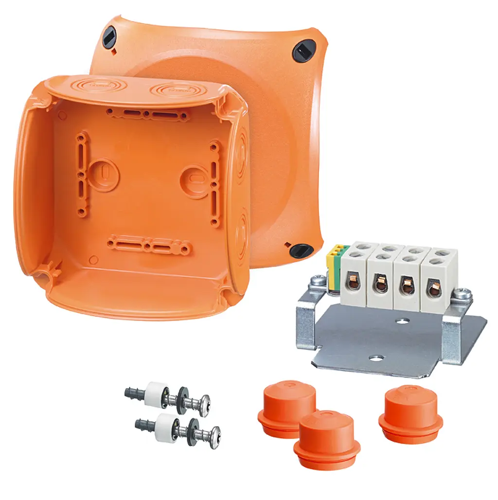 Produktfoto 1 von HENSEL FK Polycarbonat Abzweigdose Orange IP65, IP66 5 IEC 60754-2 Breite 77 mm Höhe 130 mm Länge 130 mm