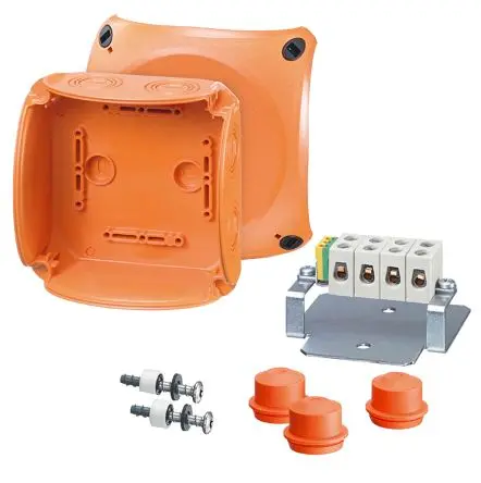 Produktfoto 1 von HENSEL FK Polycarbonat Abzweigdose Orange IP65, IP66 5 IEC 60754-2 Breite 77mm Höhe 130 mm Länge 130 mm