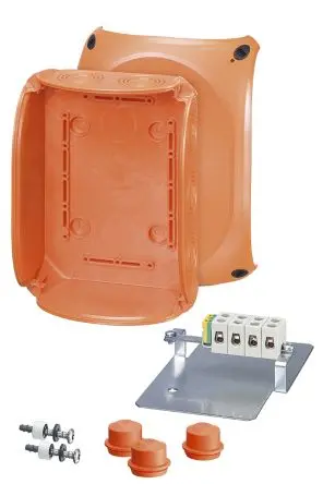 Produktfoto 1 von HENSEL FK Polycarbonat Abzweigdose Orange IP66, IP65 5 IEC 60754-2 Breite 92mm Höhe 210 mm Länge 155 mm