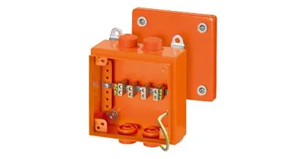 Produktfoto 1 von HENSEL FK 9025 Pulverbeschichtetes Stahlblech Abzweigdose Schwarz RAL 2003, Orange IP66 5, Ø 0.8 mm Breite 155mm Höhe