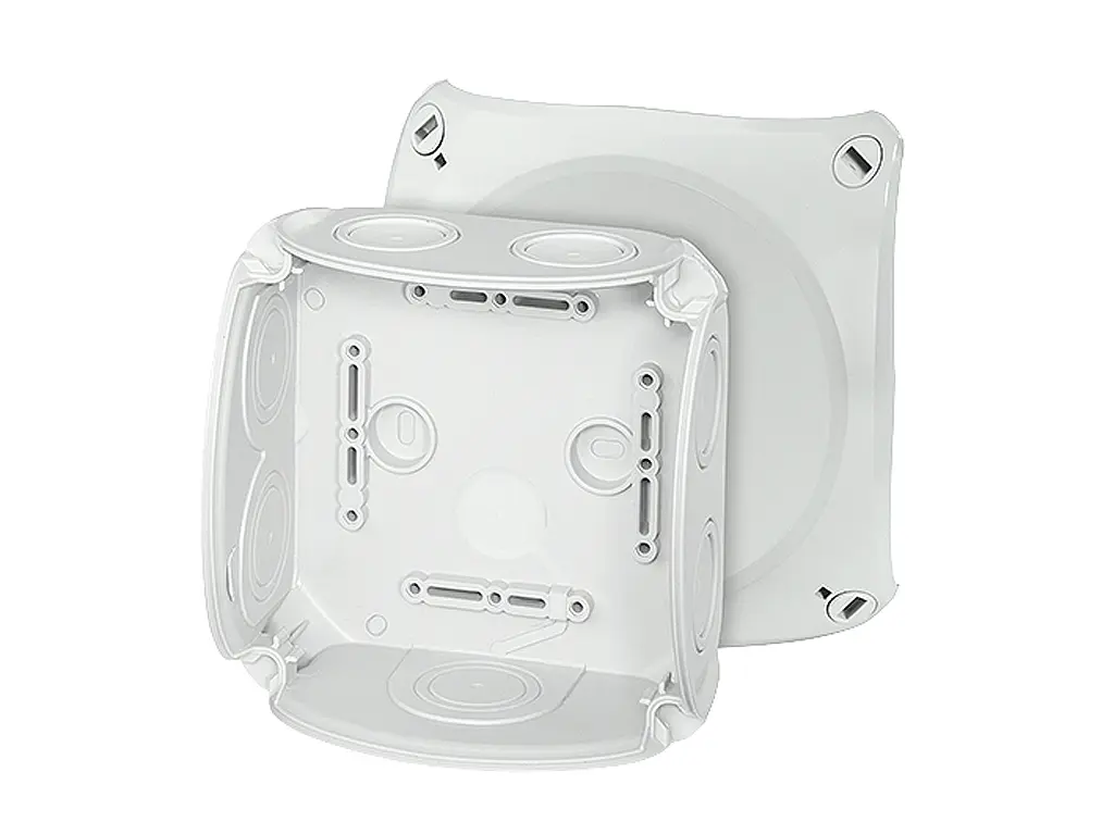 Produktfoto 1 von HENSEL Polypropylen Abzweigdose Grau IP66, Ø 20 mm Breite 77 mm Höhe 130 mm Länge 130 mm