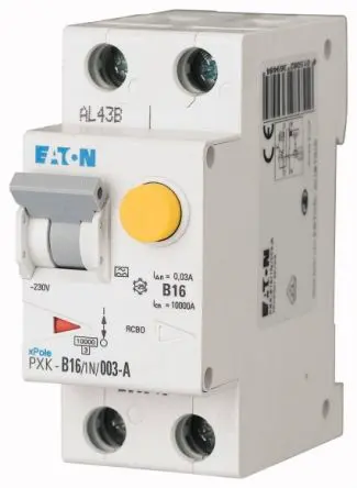 Produktfoto 1 von Eaton PXK FI/LS-Schalter (RCBO) 16A, 1-polig Typ B, Empfindlichkeit 30 mA