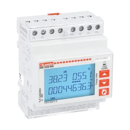 Produktfoto 1 von Lovato DME Energiemessgerät LCD 90 mm x 72 mm Elektronik / 3-phasig Impulsausgang