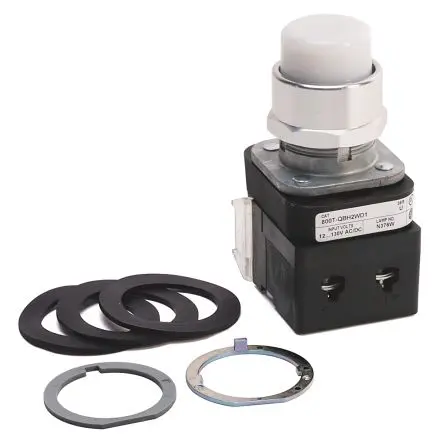 Produktfoto 1 von Allen Bradley 800T Drucktastenkopf Ø 30 mm, Weiß Tastend Rund Rund Metall, IP65