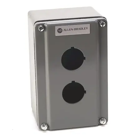 Produktfoto 1 von Allen Bradley 800T Drucktastengehäuse, 2 x Ø 30 mm, Grau, Kunststoff