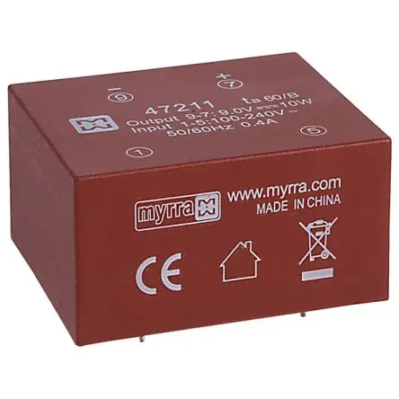Myrra Printtrafo, Trafo 340 V dc, 240 V ac / 9 V 5 Ausg. 10 W 48 mm x 40mm x 26 mm 80.2 g Leiterplattenmontage
