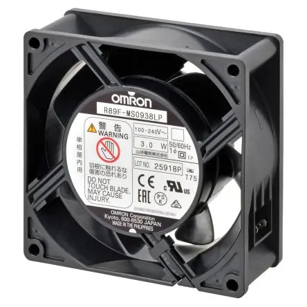Produktfoto 1 von Omron R89F Axiallüfter, Kugel, 100V ac, 240 V ac / 4.5 W 80 mA, 3850 U/min, 1.5 m³/min 38 mm 92mm 92 mm