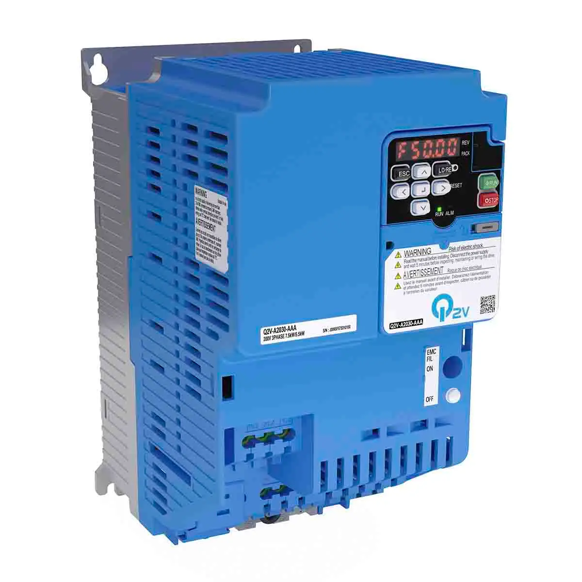 Produktfoto 1 von Omron Q2V 3-Phasen Frequenzumrichter 7.5 kW 480 V 17.5 A 590Hz