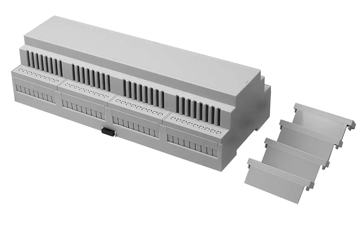 Produktfoto 1 von RS PRO Elektronikgehäuse, Geh.Mat. Polycarbonat 58 mm, Gehäusesockel 212.1 mm, Hellgrau 90 mm, Serie CNMB/RSP
