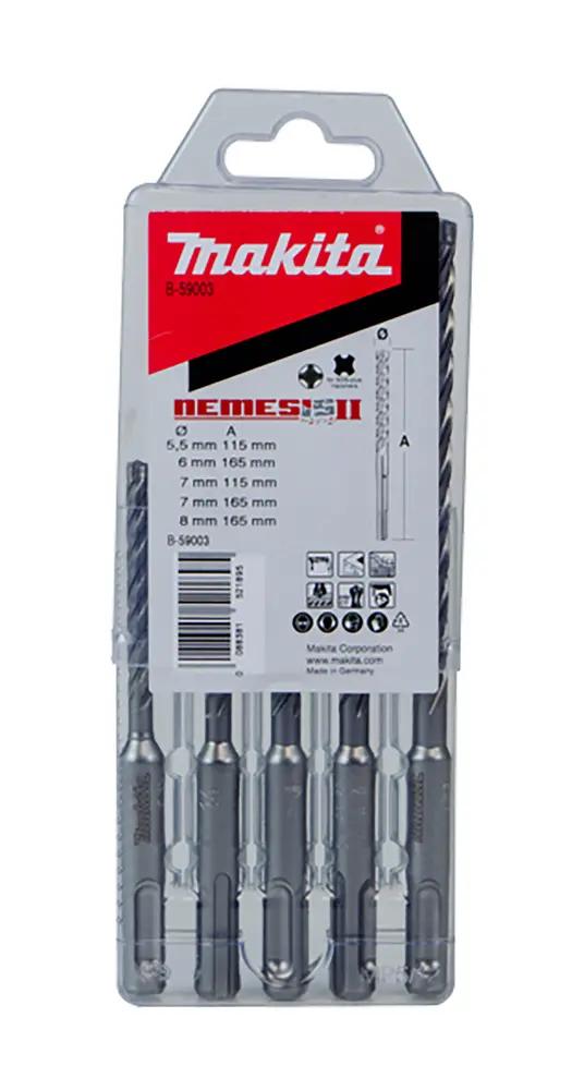 Produktfoto 1 von Makita Hartmetall SDS Satz 5.5 mm → 8 mm, 5-teilig für Mauerwerk