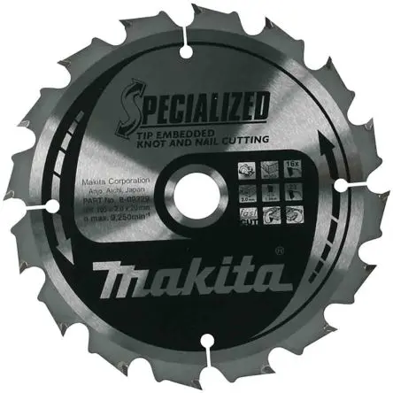 Produktfoto 1 von Makita 16 Wolframcarbid Holz Kreissägeblatt, Ø 165 mm 1