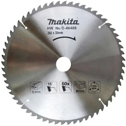 Produktfoto 1 von Makita 60 Wolframcarbid Holz Kreissägeblatt, Ø 260 mm 1