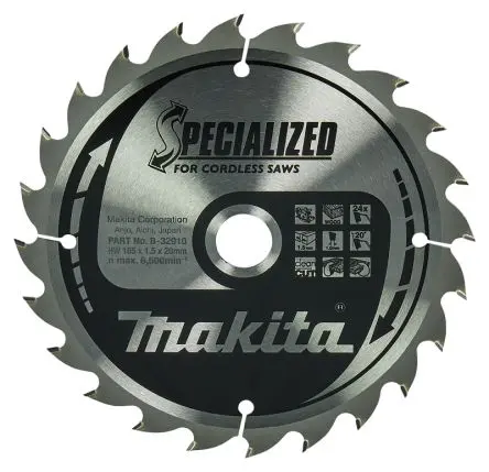 Produktfoto 1 von Makita 24 Wolframcarbid Holz Kreissägeblatt, Ø 165 mm 1