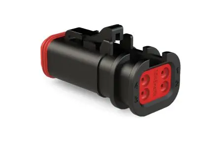 Produktfoto 1 von Amphenol Industrial AT06 Kfz-Steckverbinder, Kabel, Kfz-Steckverbinder, Crimpbefestigung, Buchse, 4-polig, Schwarz /