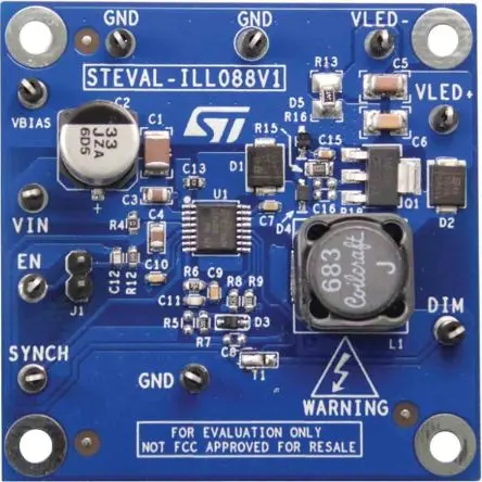 Produktfoto 1 von STMicroelectronics LED-Treiber LED-Treiberevaluierungskit Evaluierungsplatine zum Einsatz mit Hochleistungs-LED, STEVAL,