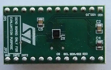 Produktfoto 1 von STMicroelectronics LIS2DH12 3-Achsen-Beschleunigungsmesser-Adapterplatine für Standard-DIL-24-Sockel, Adapterplatine