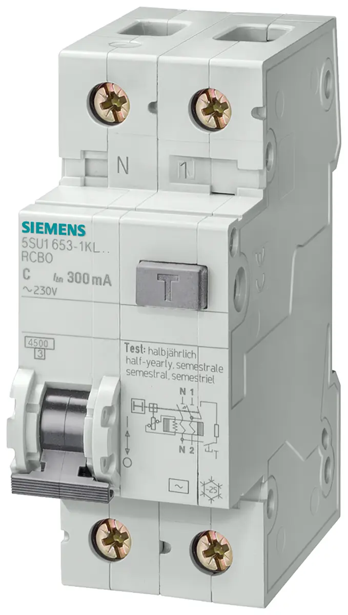 Siemens SENTRON 5SU1 FI/LS-Schalter (RCBO) 16 A, 2-polig Typ AC, Empfindlichkeit 30 mA
