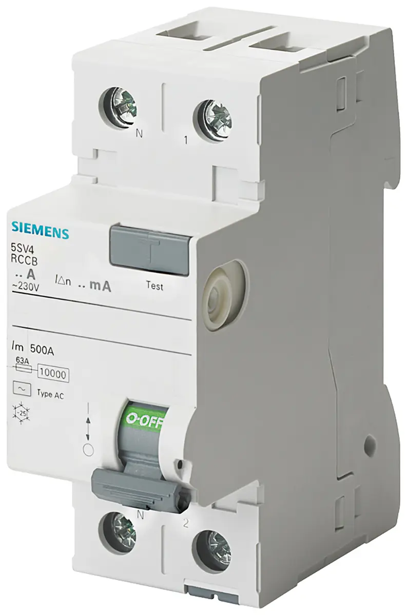 Produktfoto 1 von Siemens SENTRON 5SV4 FI/LS-Schalter (RCBO) 25 A, 2-polig Typ AC, Empfindlichkeit 30 mA