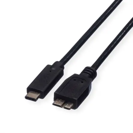 Produktfoto 1 von Roline Stecker IC-Buchse USB-Kabel, Micro USB B Stecker / USB Typ C, 1 m USB 2.0 Schwarz