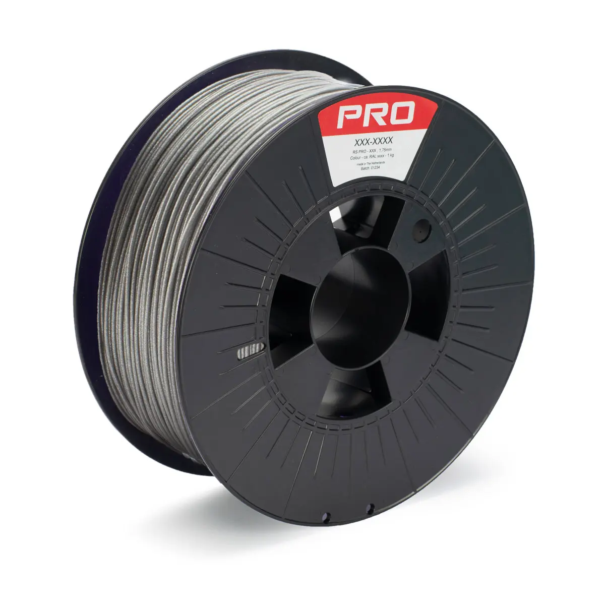 Produktfoto 1 von RS PRO Polymilchsäure 3D-Drucker Filament zur Verwendung mit Gängige Desktop-3D-Drucker, Silber, 1.75 mm, Fused