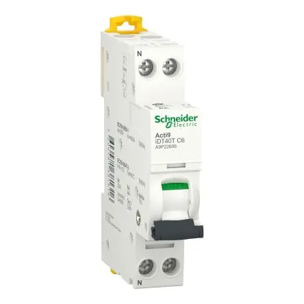 Produktfoto 1 von Schneider Electric Acti9 iDT40T Miniaturüberlastschalter Typ C, Pol 1-polig 6A, Abschaltvermögen 4.5 kA Acti9