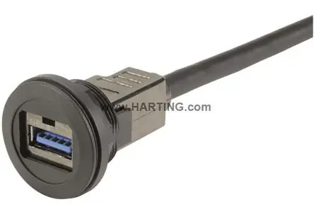 Produktfoto 1 von HARTING Stecker IC-Buchse USB-Kabel, USB Typ A Buchse / USB Typ A, 500 mm USB 3.0 Schwarz