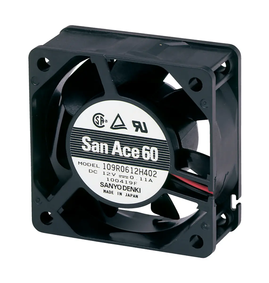 Produktfoto 1 von Sanyo Denki 109R DC-Axiallüfter, Kugellager, 12 V dc / 1.32W, 60 x 60 x 25mm, 31.8m³/h