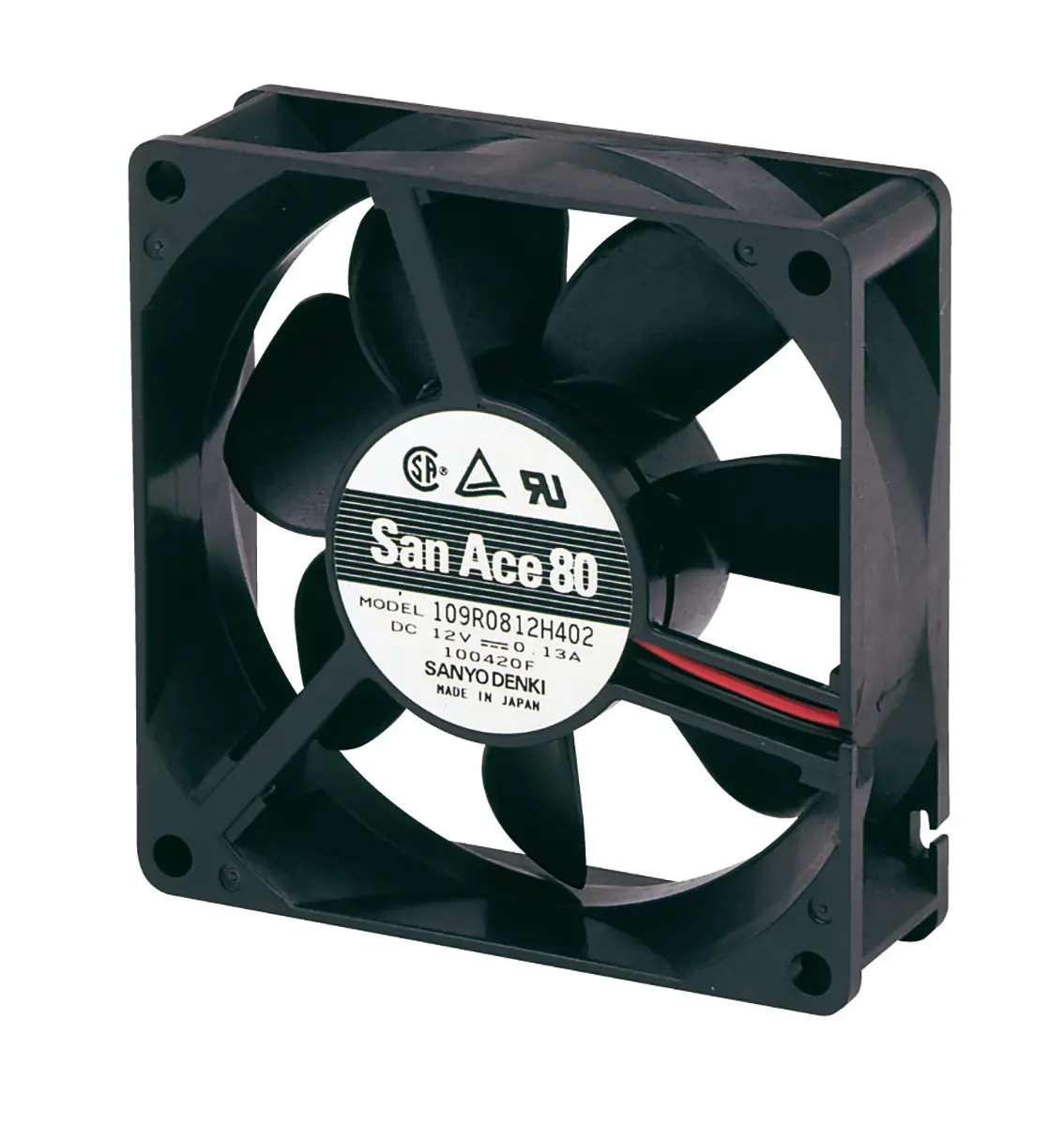 Produktfoto 1 von Sanyo Denki 109R DC-Axiallüfter, Kugellager, 12 V dc / 4.44W, 80 x 80 x 25mm, 90m³/h