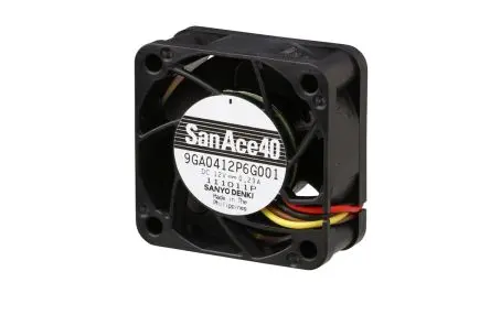 Produktfoto 1 von Sanyo Denki 9GA Axiallüfter, Kugel, 12V dc / 960 mW 80 mA, 6300 U/min, 12.6 m³/h IP68 40 mm 40mm 20 mm