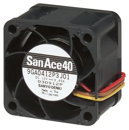 Produktfoto 1 von Sanyo Denki 9GA Axiallüfter, Kugel, 12V dc / 2.52 W 210 mA, 6300 U/min, 27.5 m³/h IP68 40 mm 40mm 28 mm