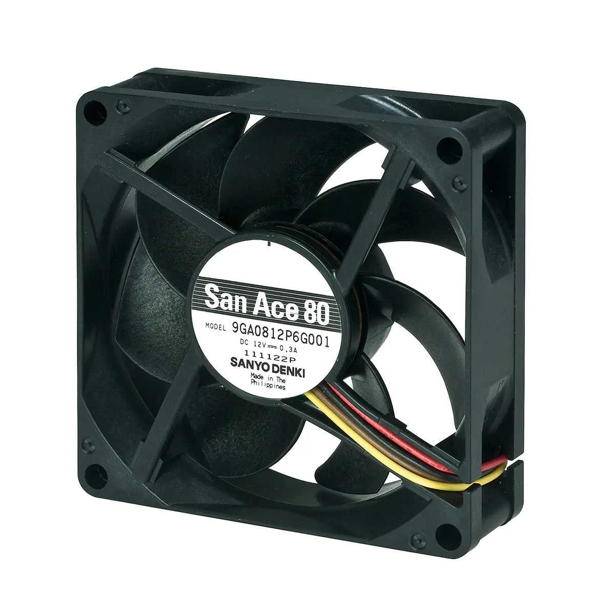 Produktfoto 1 von Sanyo Denki 9GA DC-Axiallüfter, Kugellager, 12 V dc / 3.6W, 80 x 80 x 20mm, 103.2m³/h