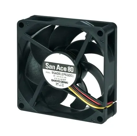 Produktfoto 1 von Sanyo Denki 9GA Axiallüfter, Kugel, 12V dc / 3.6 W 300 mA, 6300 U/min, 103.2 m³/h IP68 80 mm 80mm 20 mm