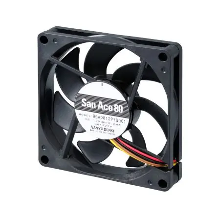 Produktfoto 1 von Sanyo Denki 9GA Axiallüfter, Kugel, 12V dc / 3.48 W 290 mA, 6300 U/min, 86.5 m³/h IP68 80 mm 80mm 15 mm