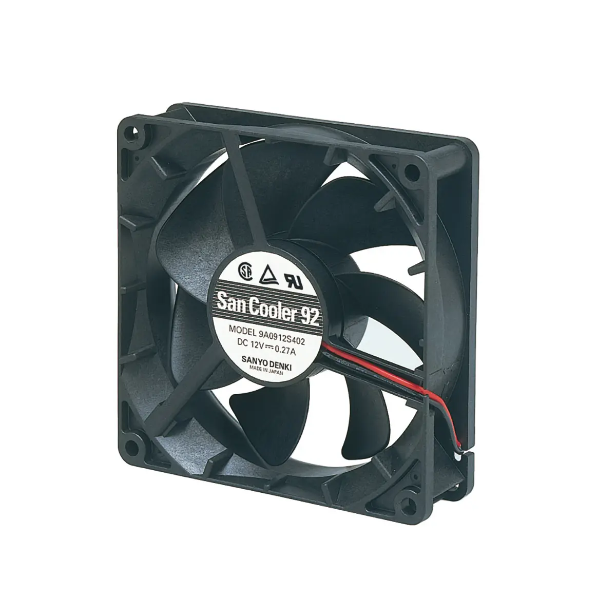 Sanyo Denki 9A DC-Axiallüfter, Kugellager, 12 V dc / 4.68W, 92 x 92 x 25mm, 105.5m³/h